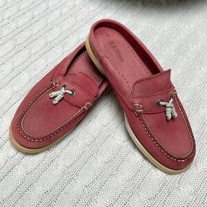VTG Women’s L.L.Bean Sz 6.5 Red Loafer Mules Boat shoes slides leather classic